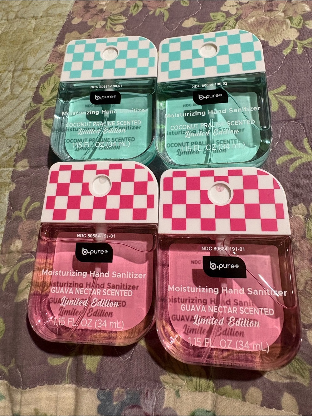 Checkerboard Pocket Hand Sanitizer Set — Teal & Pink